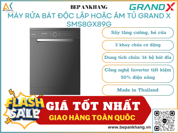 Máy rửa bát Grand X SMS8GX89G - Made in Thailand